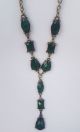 Wallis Green Beads Necklace On Brass & Gold Toned Chain