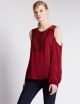 M&S limited edition cold shoulders maroon top