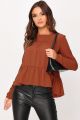 I saw It First Rust Long Sleeve Tiered Smock Top